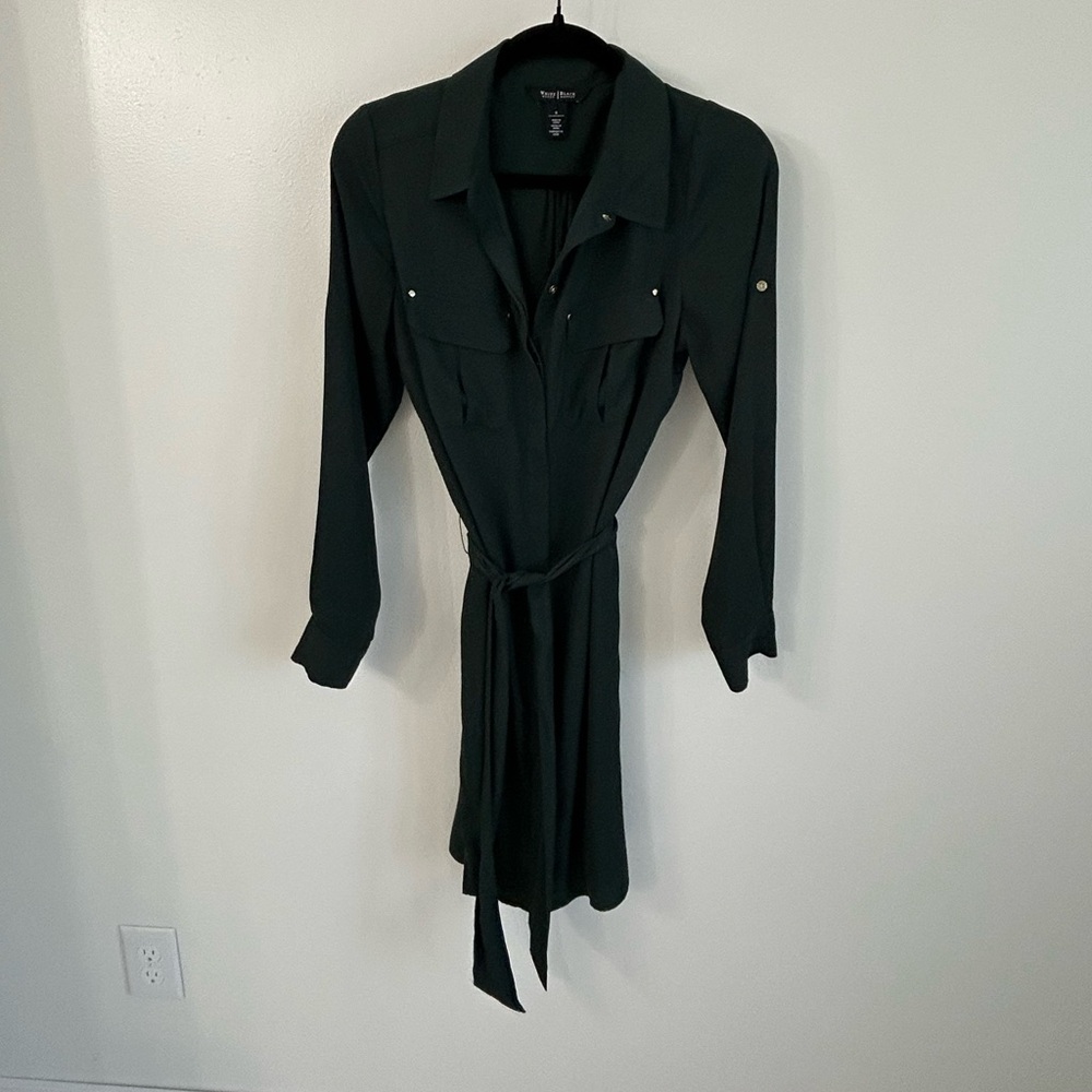 White House Black Market Dark Green Long Sleeve Dress